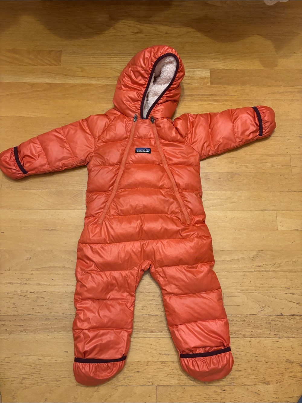 Patagonia Red Infant Puffer Snowsuit with Hood